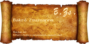 Bakró Zsuzsanna névjegykártya